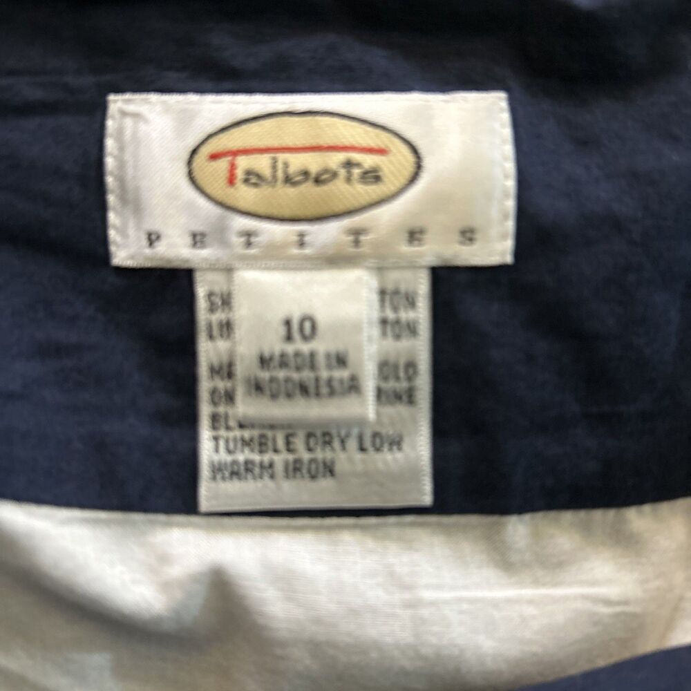 Talbots Skirt Women’s Blue Green Printed Pleated Lined 10 Petite cotton Flaw - Picture 5 of 9